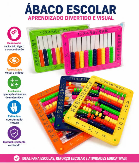 Ábaco Escolar 100 Bolinhas Matemática Infantil Toymix Townbrink Studio Criativo