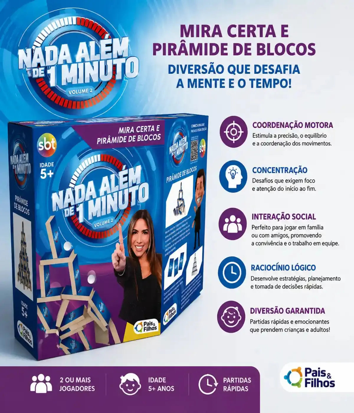 Nada Além de 1 Minuto – Mira Certa e Pirâmide de Blocos Townbrink Studio Criativo