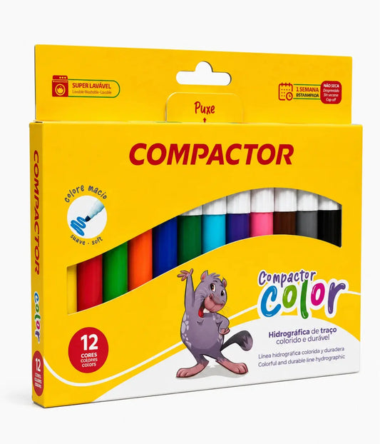 Canetinha Hidrográfica Jumbo Compactor - 12 Cores Townbrink Studio Criativo