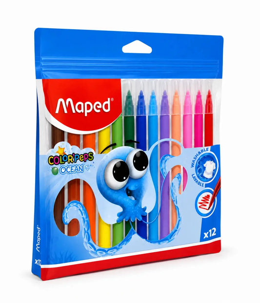 Canetinha Hidrográfica Maped Color Peps Ocean 12 Cores Townbrink Studio Criativo