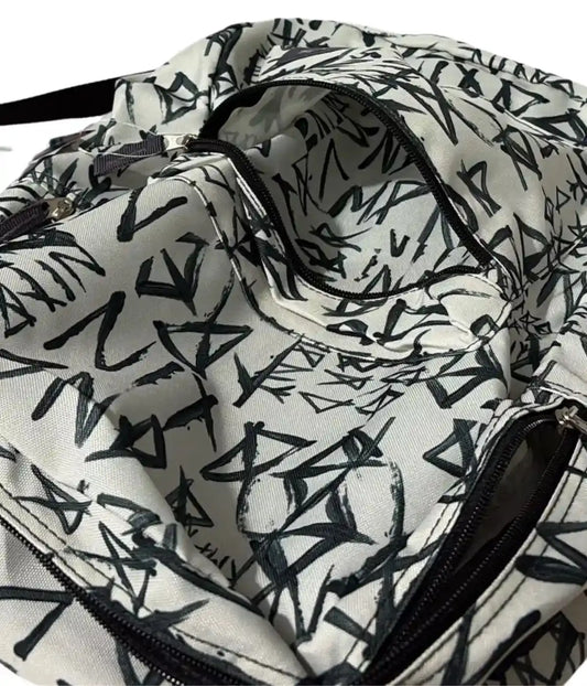 Mochila Escolar Yes Street Branco e Preto Leve Juvenil Townbrink Studio Criativo