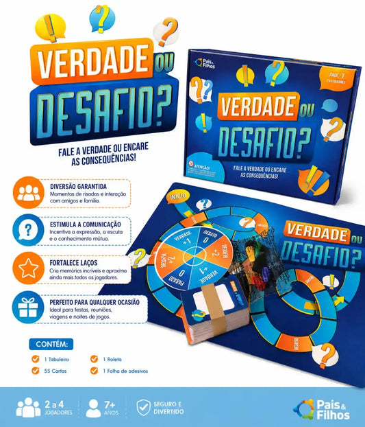 Jogo de cartas verdade ou desafio Townbrink Studio Criativo