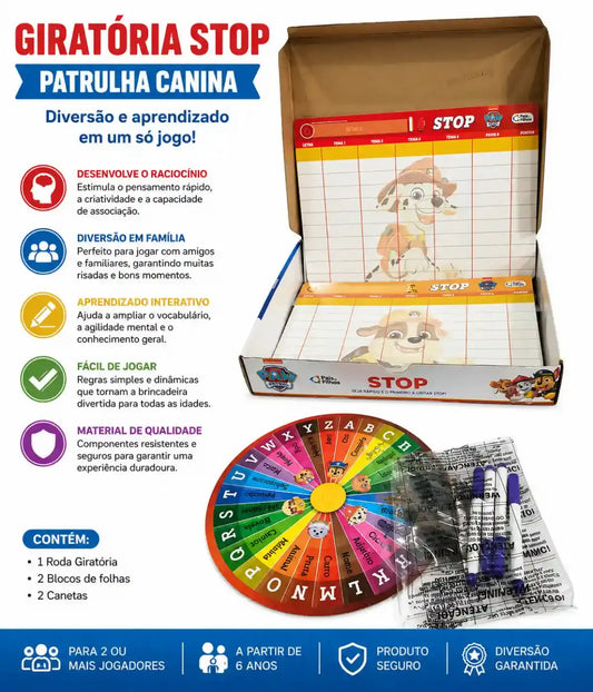 Jogo Stop Patrulha Canina Pais E Filhos Townbrink Studio Criativo