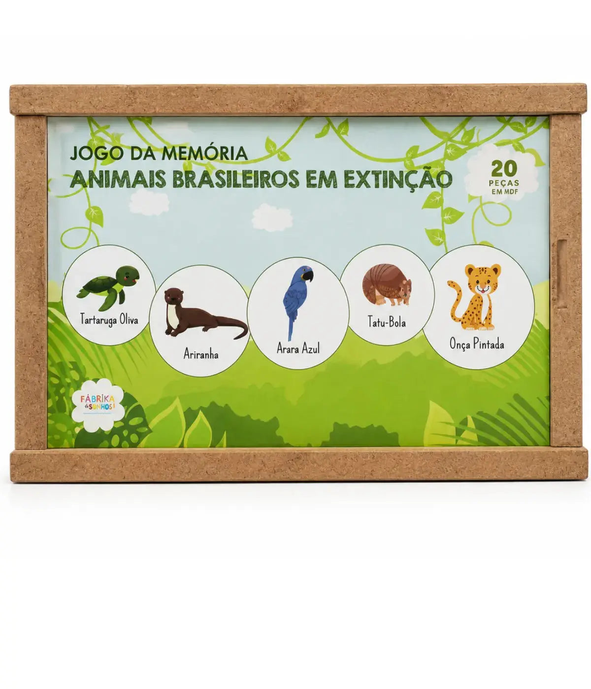 Jogo Memória Animais Em Extinção Madeira 20 Peças Townbrink Studio Criativo
