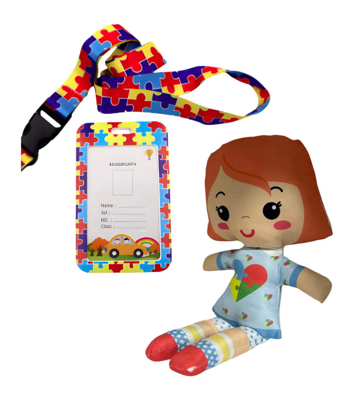 Boneca Inclusiva educativa Autismo De Pano Infantil 35cm