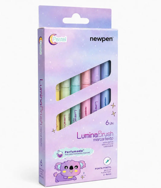 Marca Texto Brush Pastel Newpen Lumina 6 Cores Perfumado Townbrink Studio Criativo