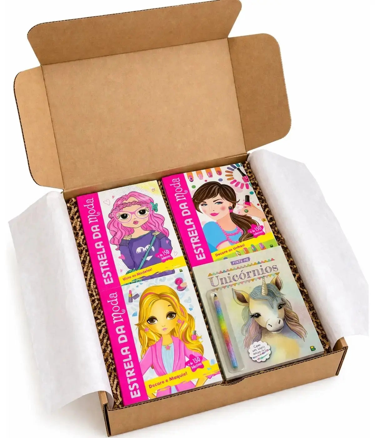 Kit presente 4 livros infantil interativo para meninas +6 anos Townbrink Studio Criativo