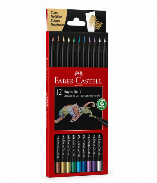 Lápis de cor 12 cores metalicas metalizados SuperSoft Faber Castell Faber Castell