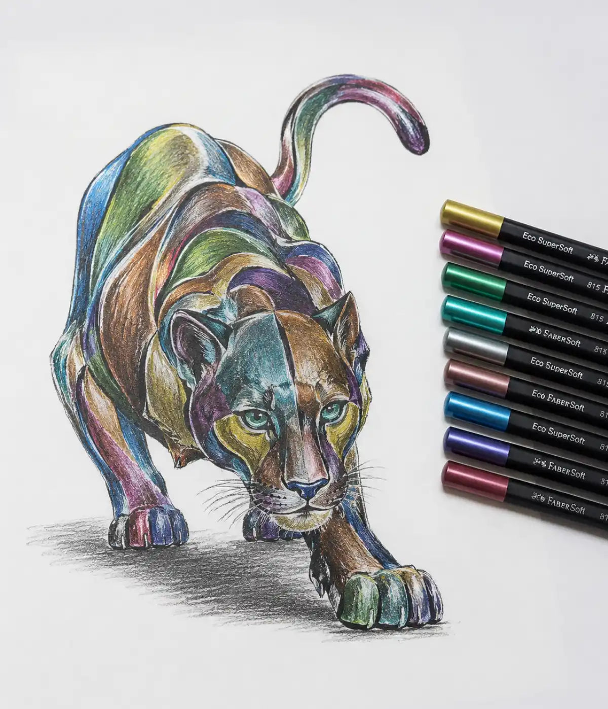 Lápis de cor 12 cores metalicas metalizados SuperSoft Faber Castell