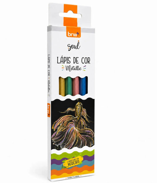 Lápis de cor Metallico metalizado caixa 6 cores BRW BRW