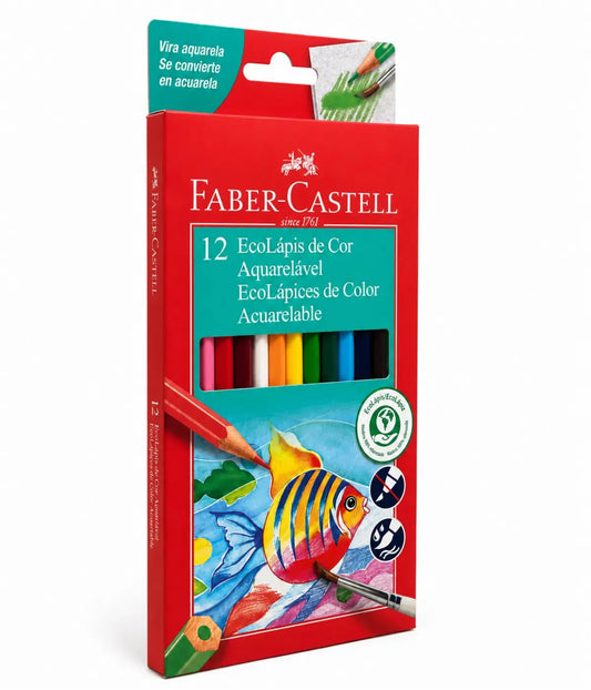Lápis Aquarela 12 Cores Faber Castell - Lápis Aquarelável Faber Castell