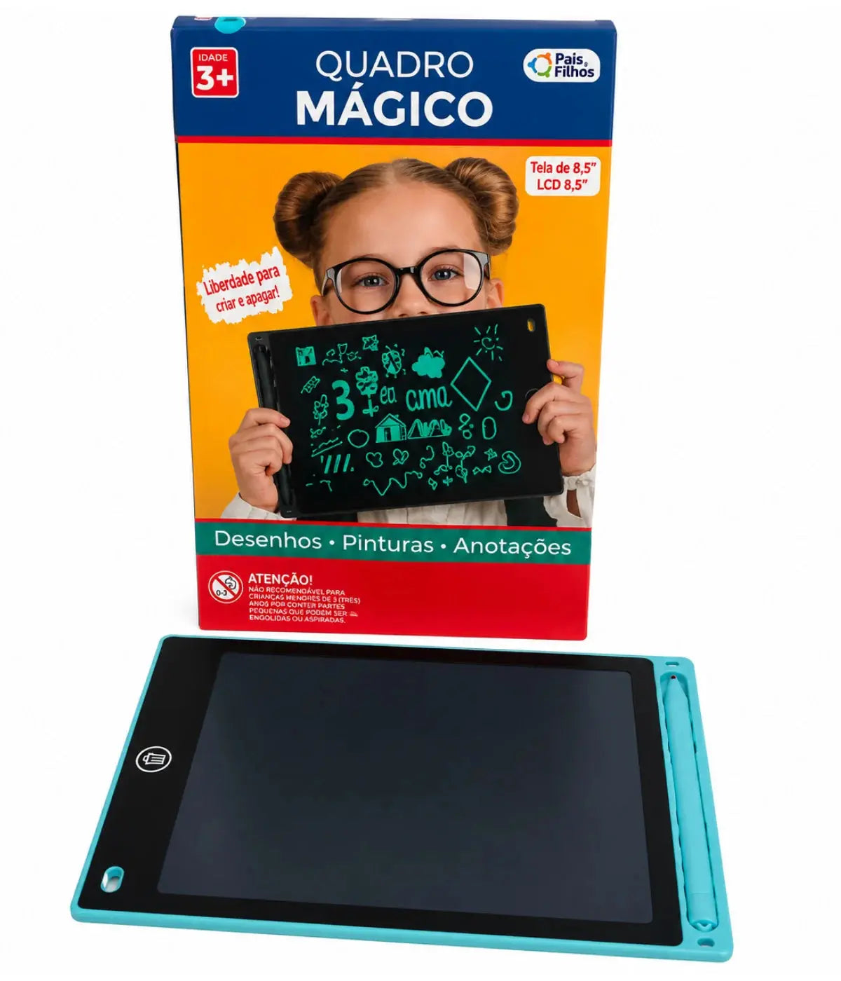 Brinquedo Lousa Mágica Infantil LCD 8,5'' Preta Pais Filhos Townbrink Studio Criativo