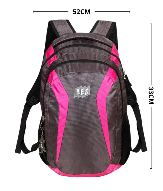 Mochila Escolar Yes 2 Compartimentos Cinza e Rosa Townbrink Studio Criativo