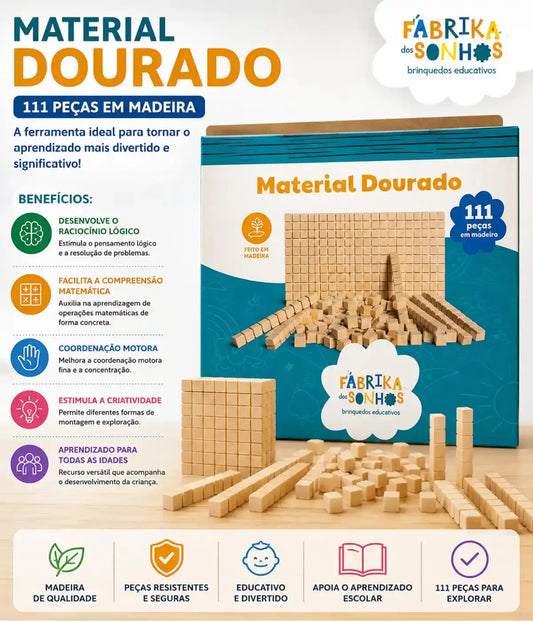 Material Dourado Madeira 111 Peças Com Estojo Townbrink Studio Criativo