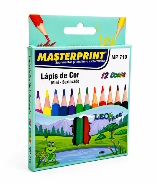 Mini lápis de cor pequeno caixa com 12 cores - Masterprint Master Print