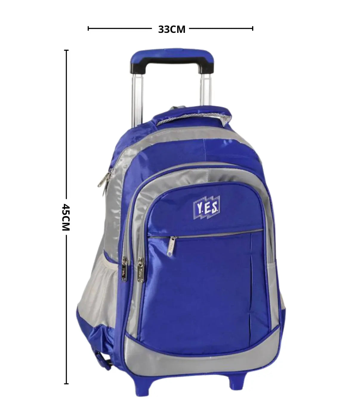 Mochila Yes com Carrinho Removível Azul e Cinza Escolar Townbrink Studio Criativo