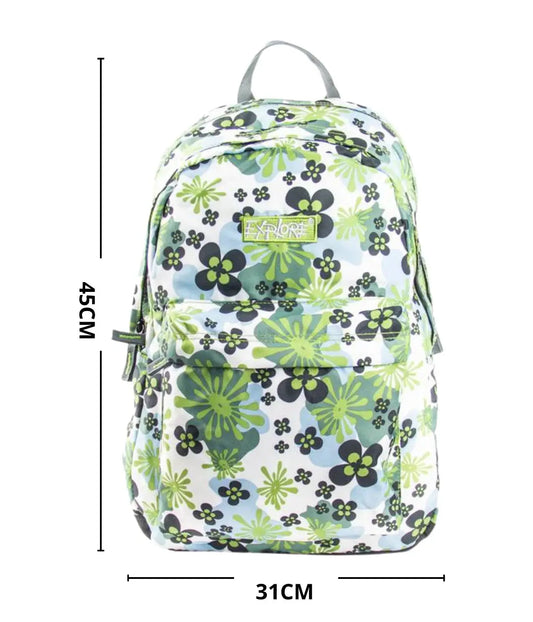 Mochila Escolar Yes Street Estampa Florida Verde Leve Townbrink Studio Criativo