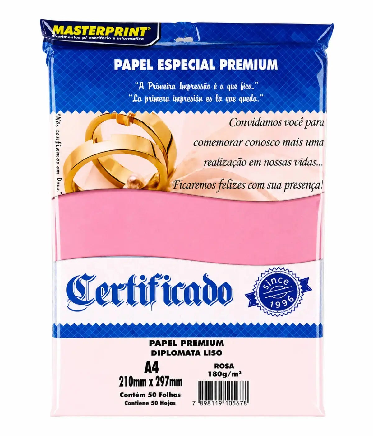 Papel Offset Rosa A4 180g 50 Folhas Masterprint Premium Townbrink Studio Criativo