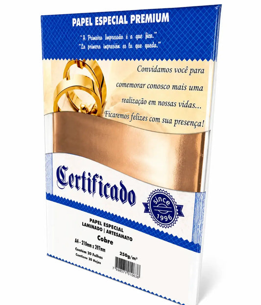 Papel Laminado Cobre A4 250g Artesanato Pct 10 Folhas Townbrink Studio Criativo
