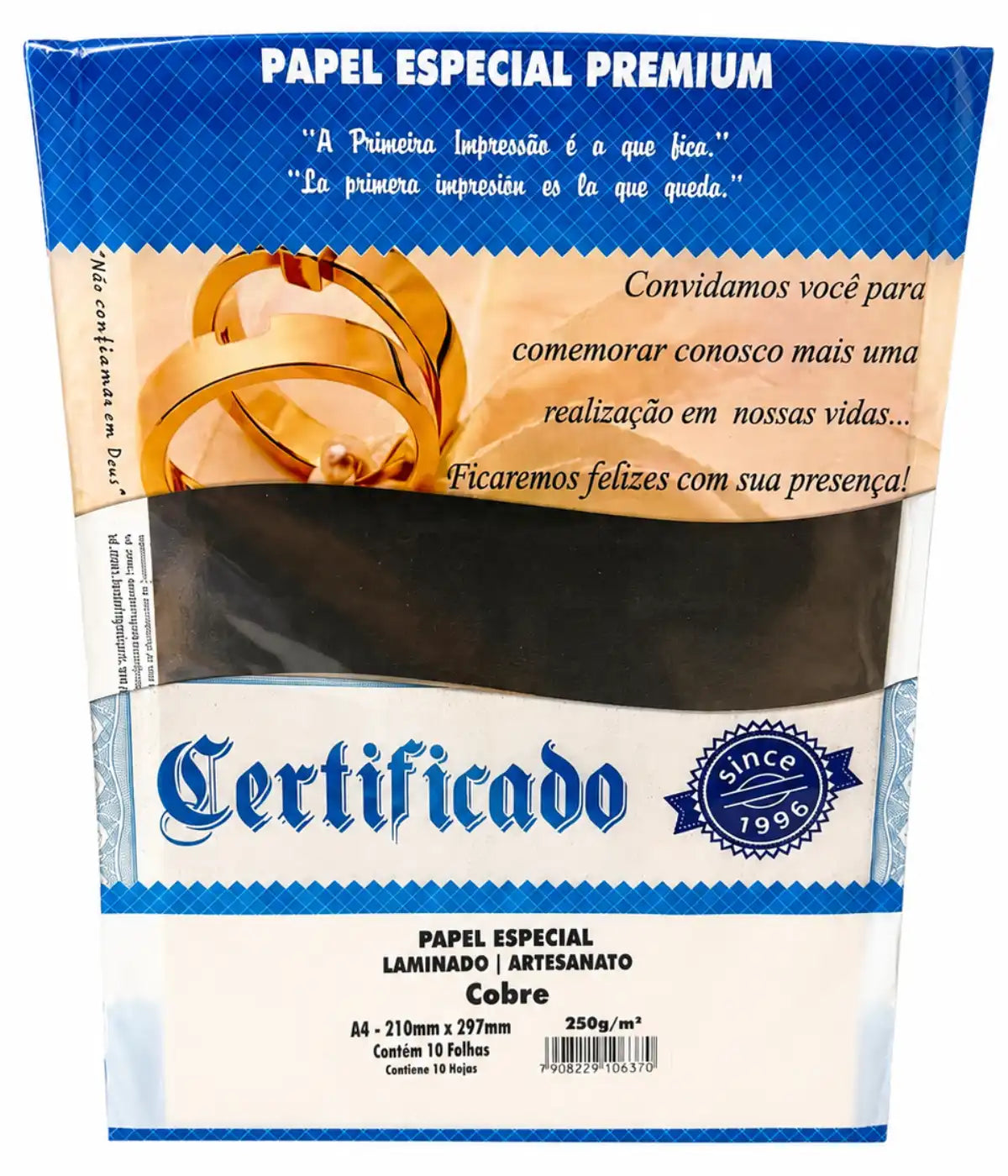 Papel Laminado Azul A4 250g 10 Folhas Artesanato Lamicote