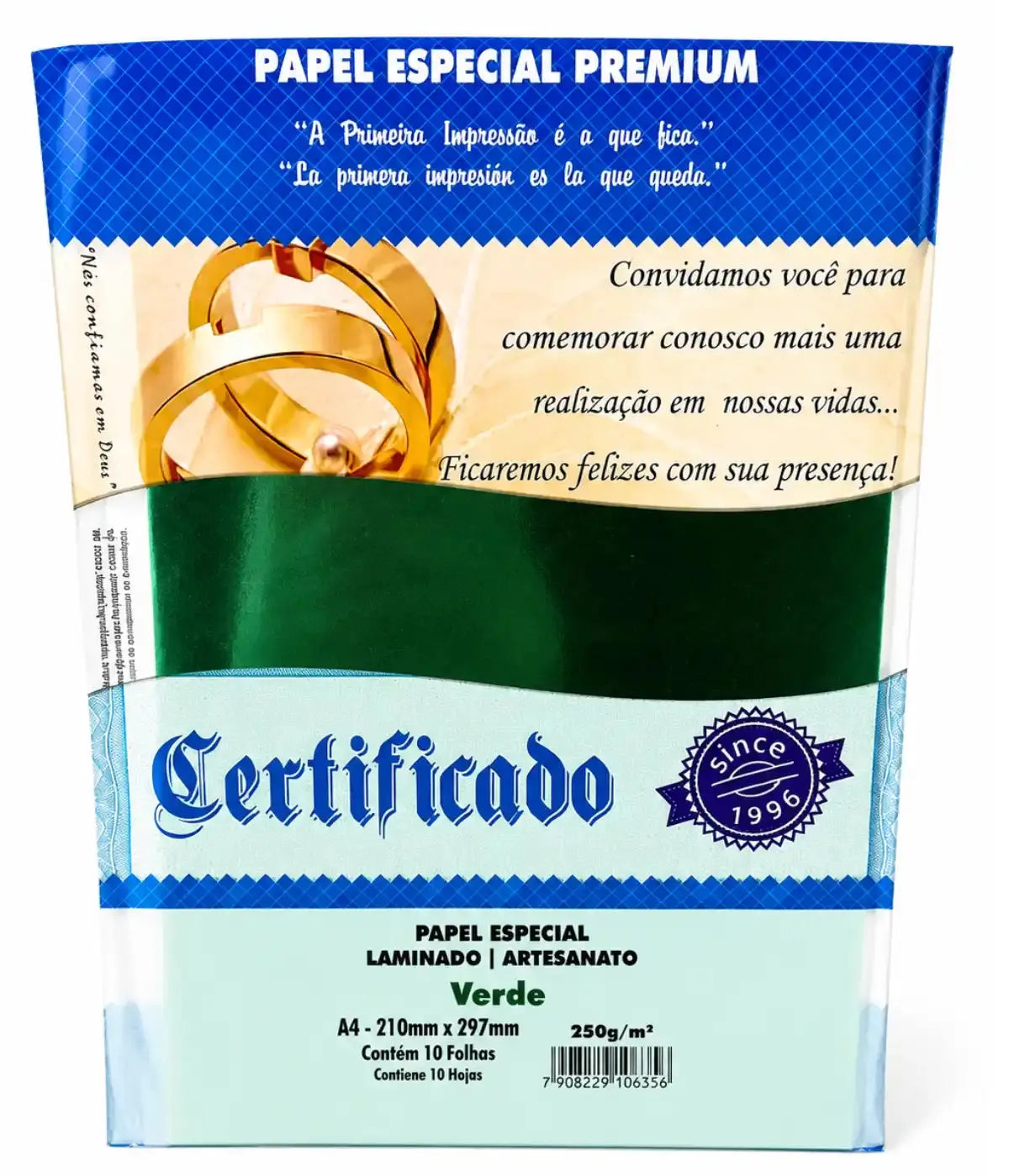 Papel Laminado Verde A4 250g 10 Folhas Artesanato Lamicote Townbrink Studio Criativo