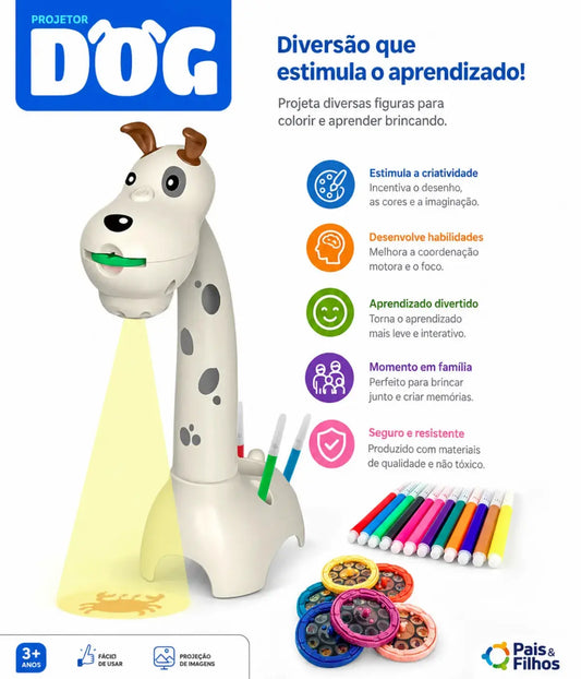 Projetor para Desenho Infantil Cachorro "DOG" com 48 imagens Townbrink Studio Criativo