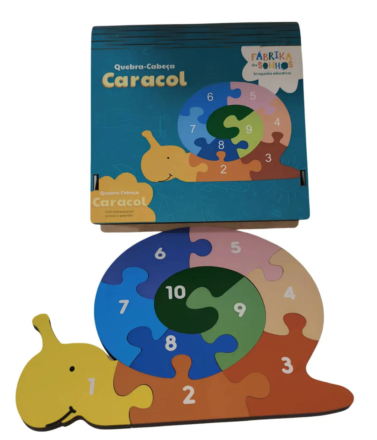 Quebra-cabeça Caracol Números MDF 6mm Townbrink Studio Criativo