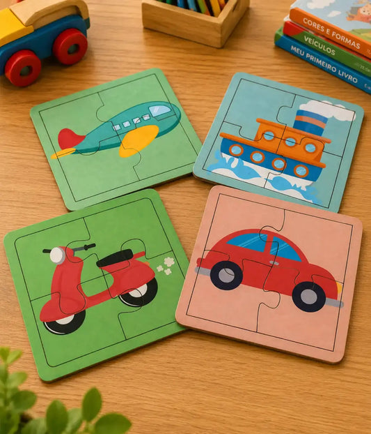 Kit 4 Quebra-cabeças Transporte Infantil 4 Peças Townbrink Studio Criativo