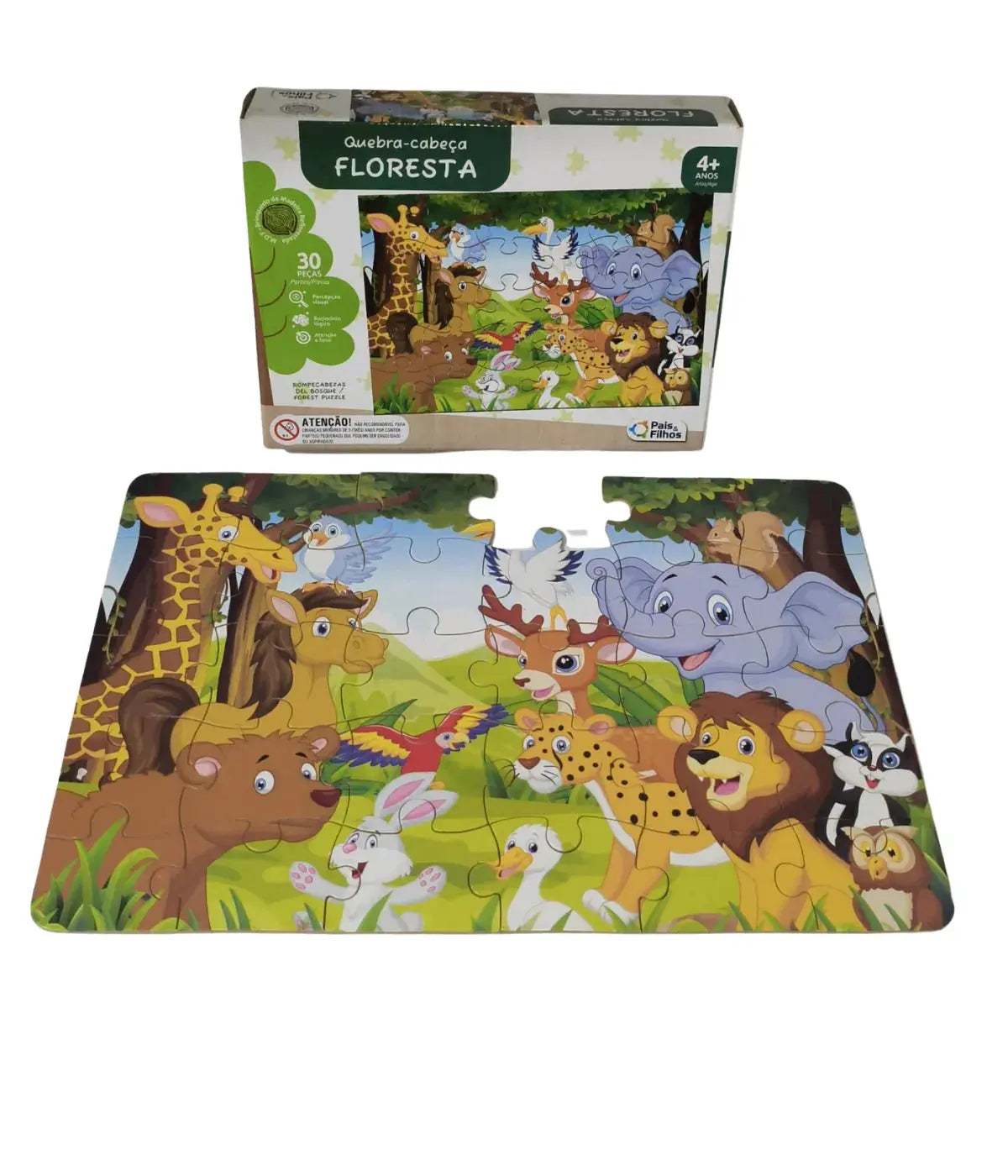 Quebra-cabeça Floresta Infantil 30 Peças Madeira Mdf Townbrink Studio Criativo