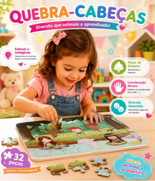 Quebra-cabeça Folclore Brasileiro Madeira 32 Peças Townbrink Studio Criativo