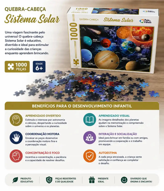 Jogo quebra cabeça sistema solar 1000 peças Townbrink Studio Criativo