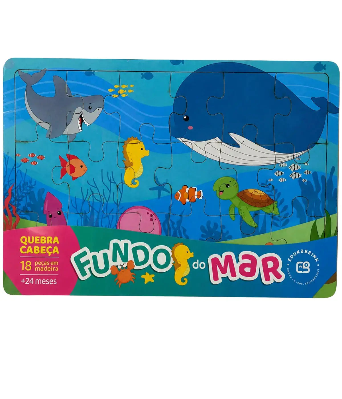 Quebra-cabeça Fundo Do Mar Madeira 18 Peças Townbrink Studio Criativo