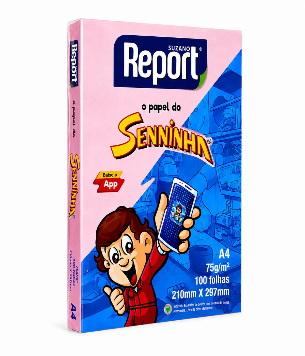 Papel Sulfite A4 Rosa 75g 100 Folhas Report Senninha
