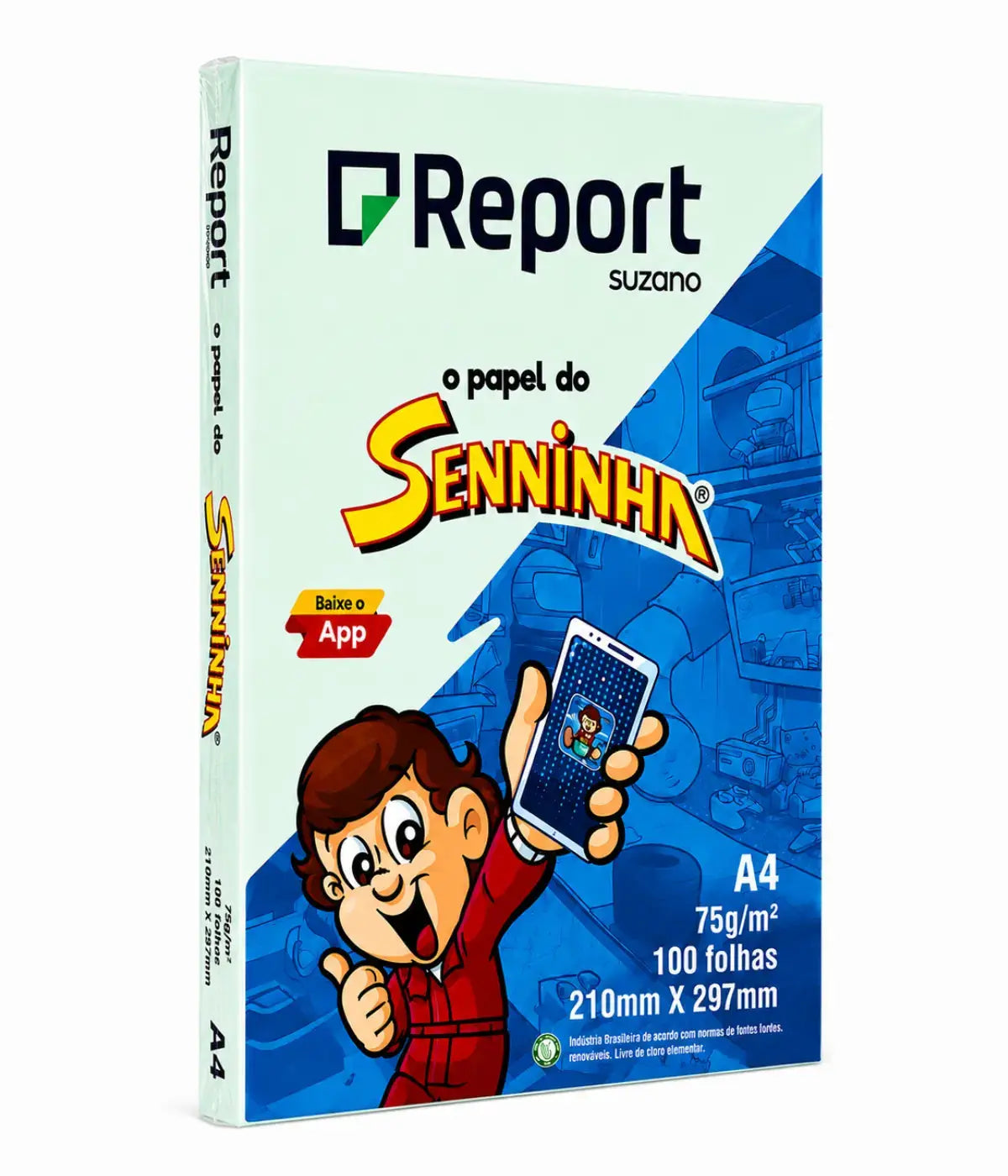 Papel Sulfite A4 Report Senninha Verde 75g 100 Folhas Suzano Townbrink Studio Criativo