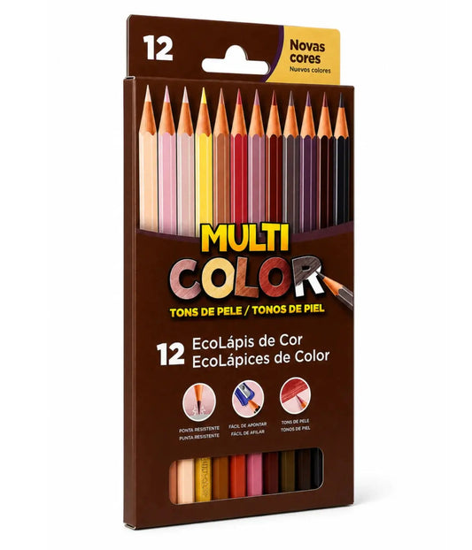 Lápis de cor tons de Pele caixa com 12 Cores Multicolor Multicolor