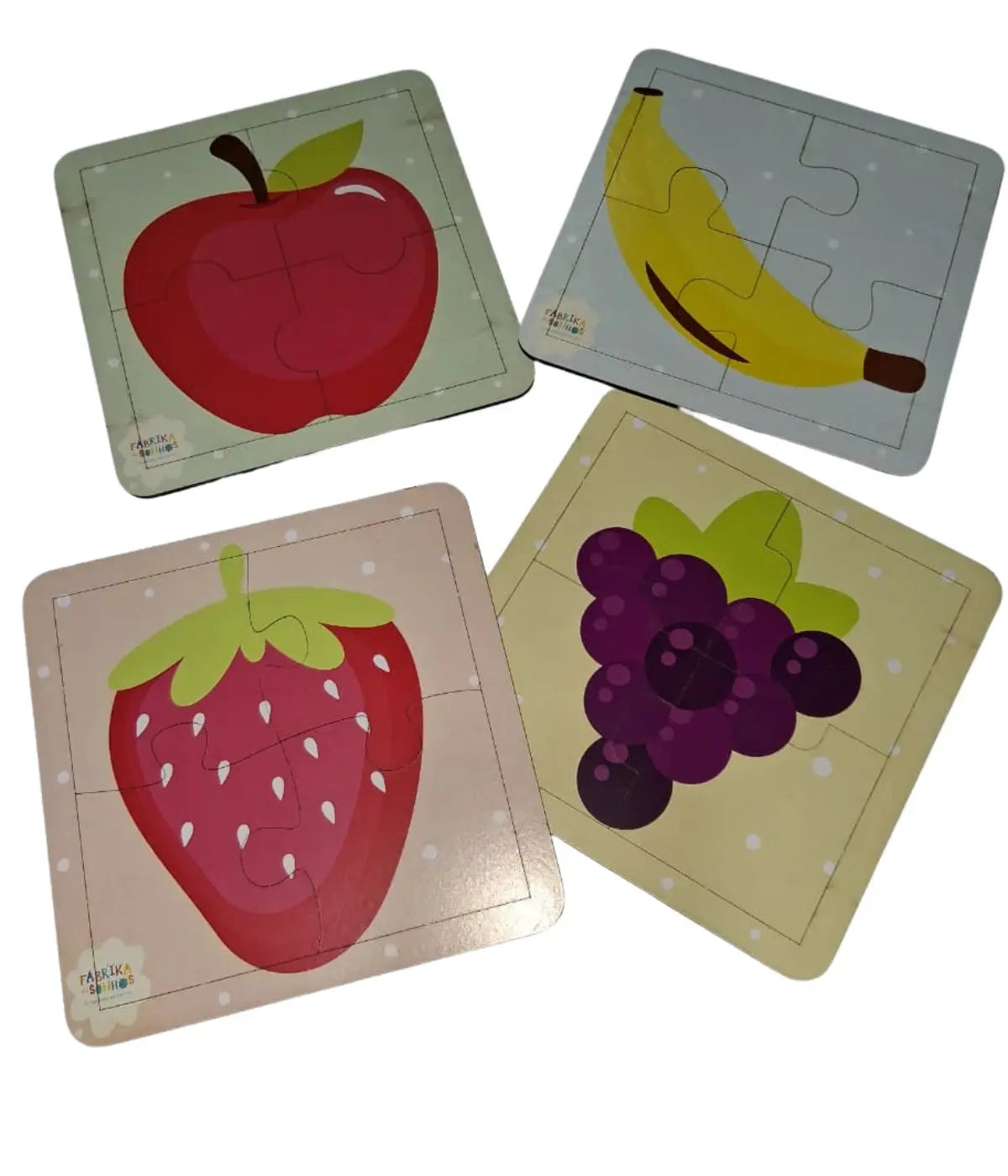 Kit 4 Quebra-cabeças Frutas Infantil 4 Peças Townbrink Studio Criativo