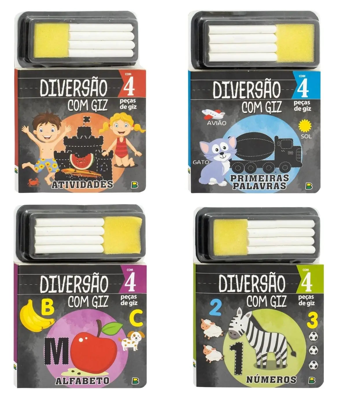 Kit Com 4 Livros Para Alfabetização Escrevendo Com Giz
