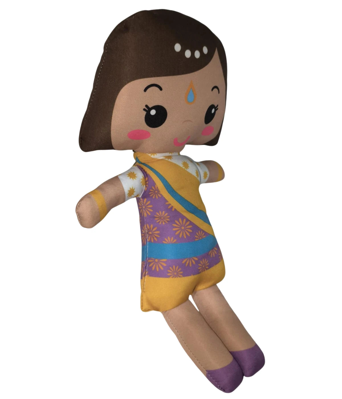 Boneca Inclusiva educativa Indiana de Pano Infantil 35cm