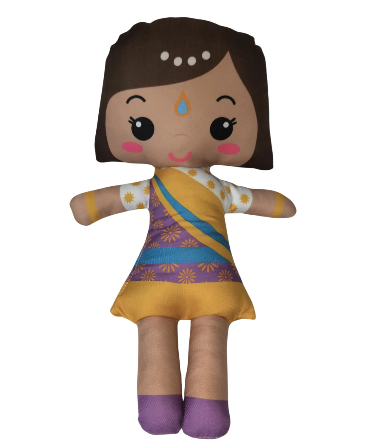 Boneca Inclusiva educativa Indiana de Pano Infantil 35cm