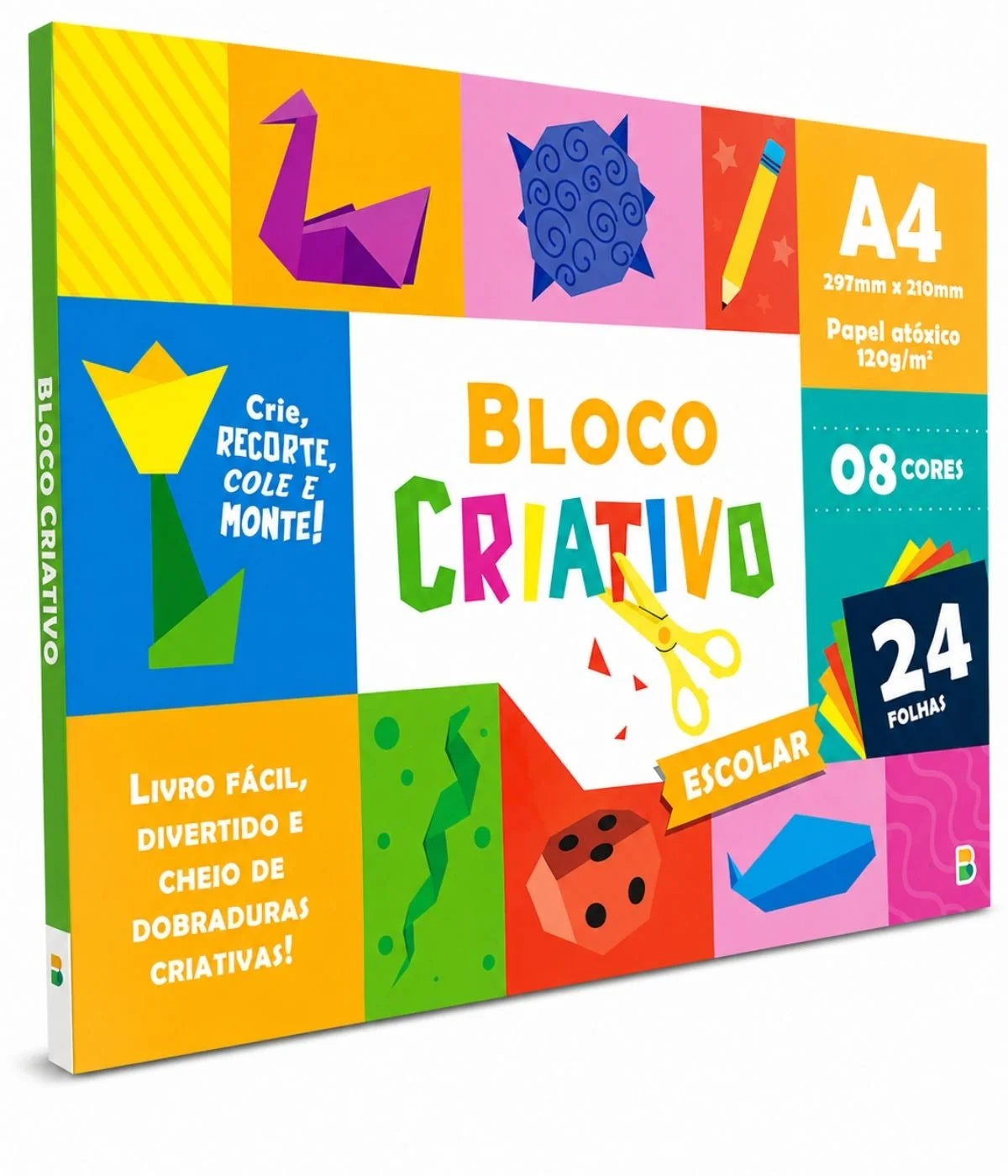 Livros e papéis para dobradura presenteavel, colorir e criar