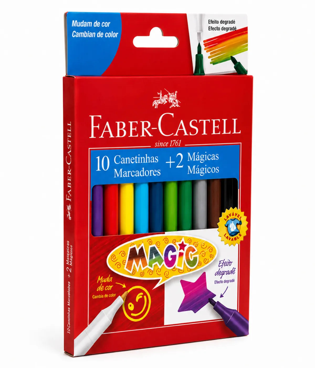 Canetinhas Mágicas Faber-Castell 10 Cores + 2 Canetas Mágicas