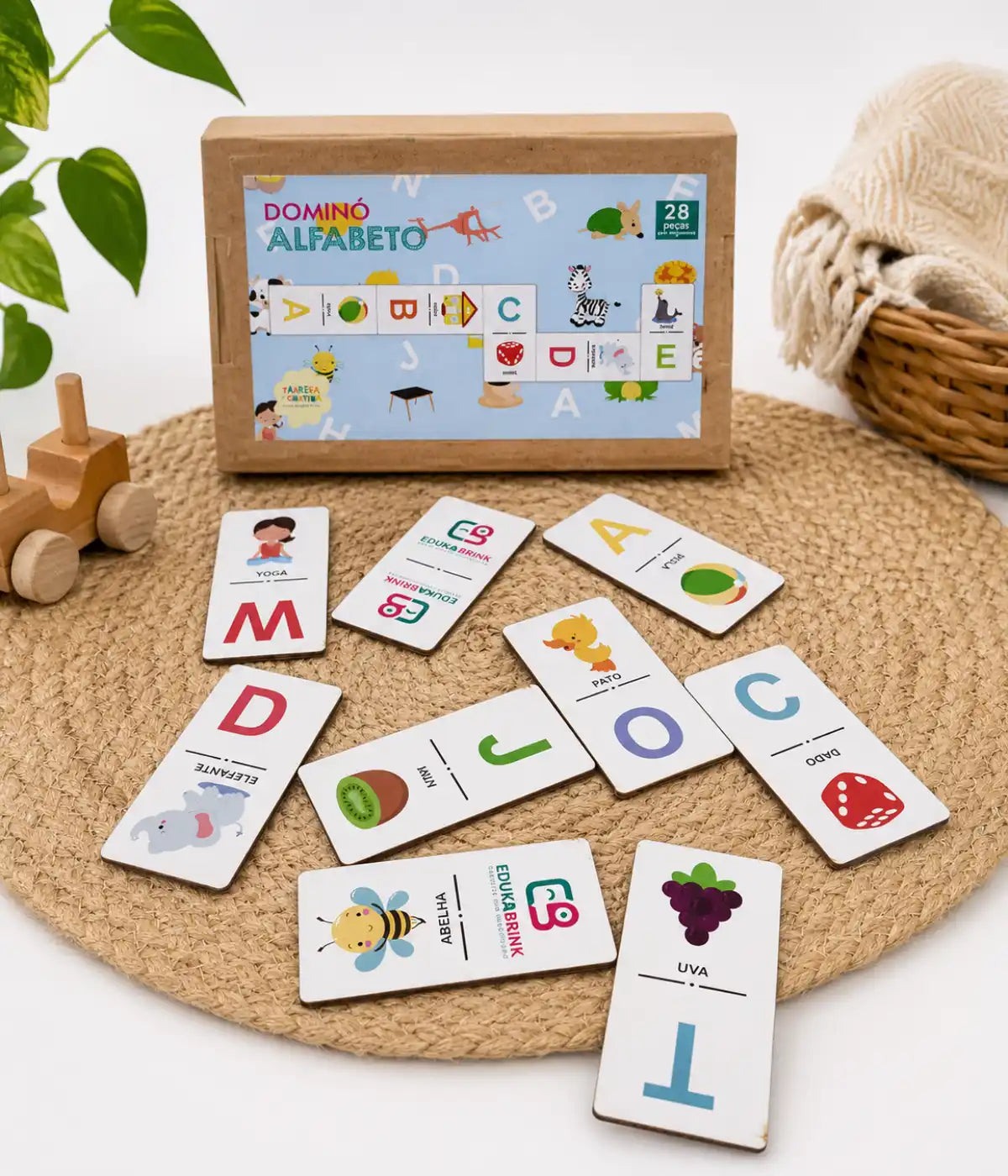 Dominó alfabeto em Madeira Infantil 28 Peças
