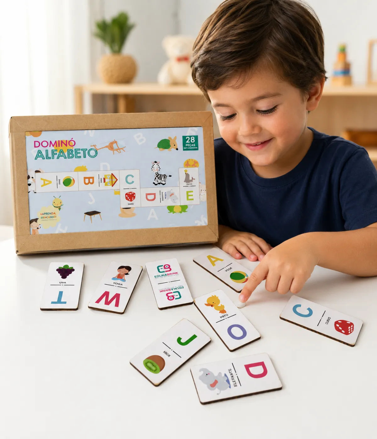 Dominó alfabeto em Madeira Infantil 28 Peças