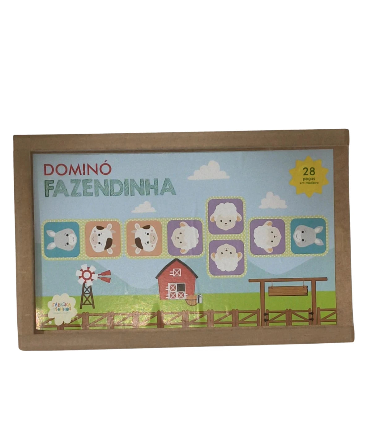 Dominó Fazendinha Madeira Infantil 28 Peças