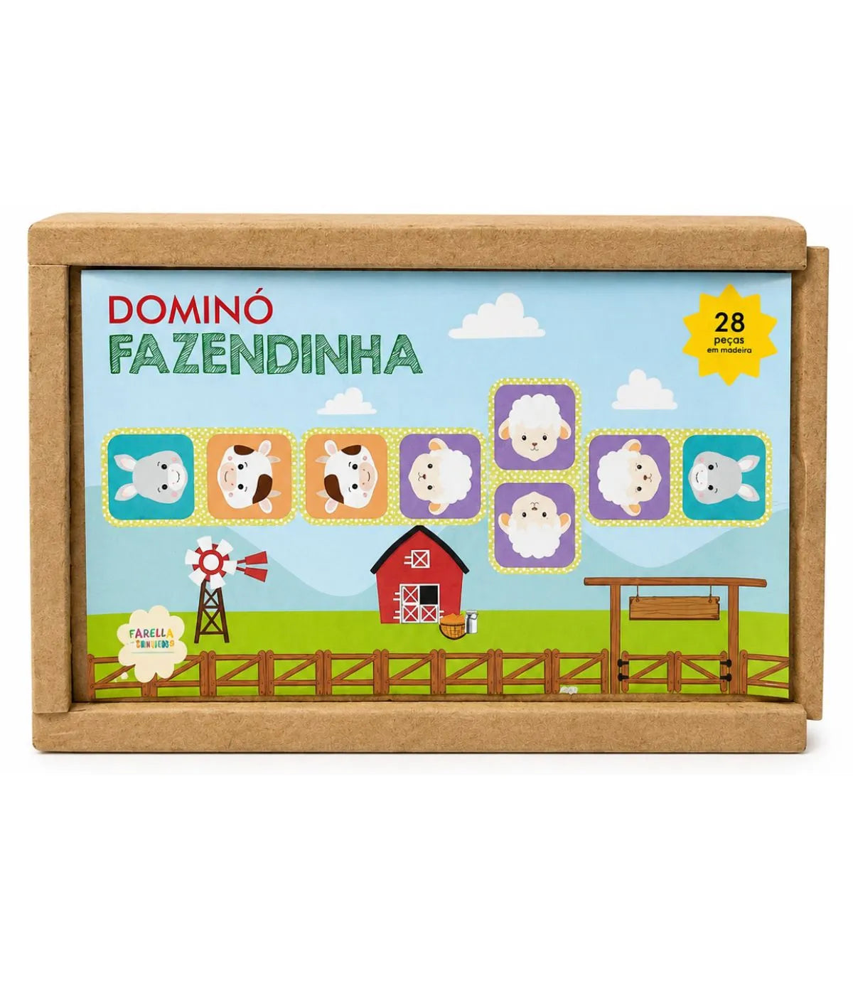 Domino Fazendinha em madeira 28 peças