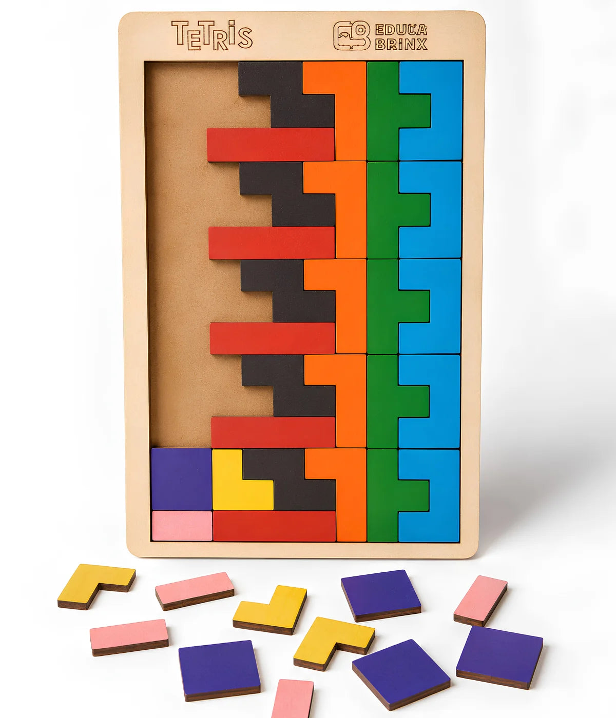 Jogo Tetris Madeira Educativo Infantil Colorido