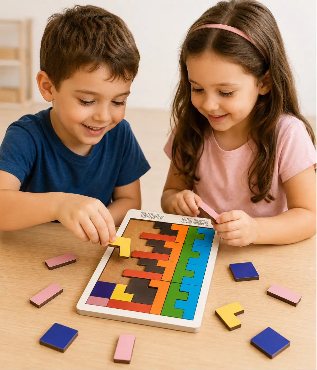 Jogo Tetris Madeira Educativo Infantil Colorido
