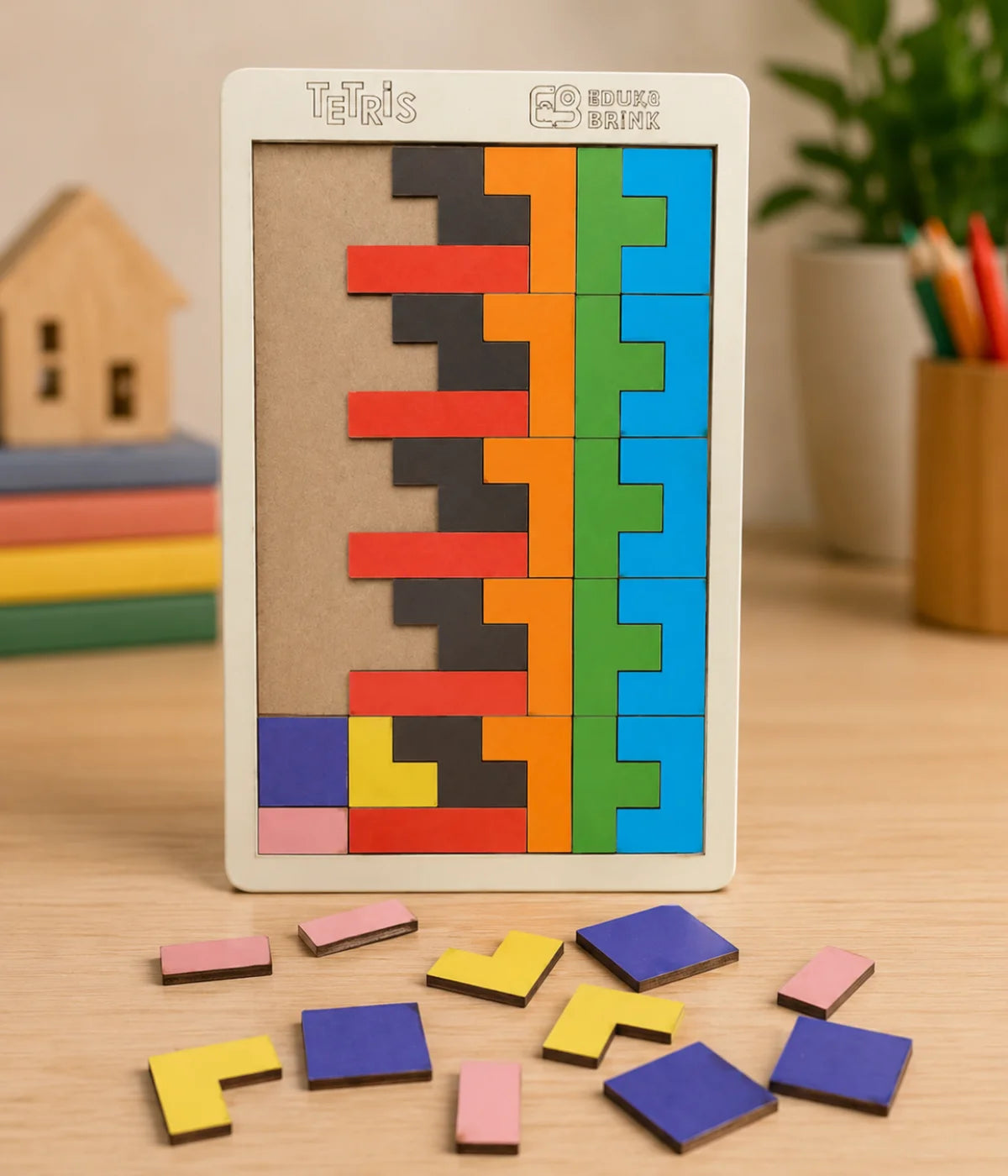 Jogo Tetris Madeira Educativo Infantil Colorido