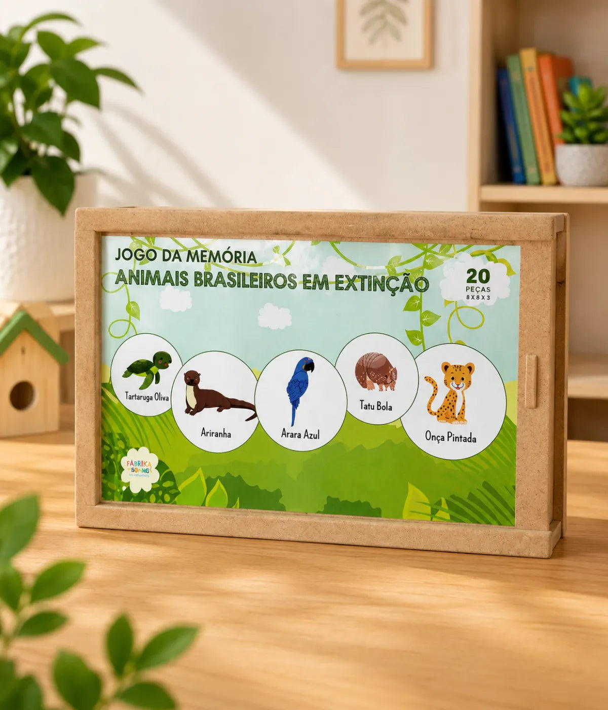 Jogo Memória Animais Em Extinção Madeira 20 Peças