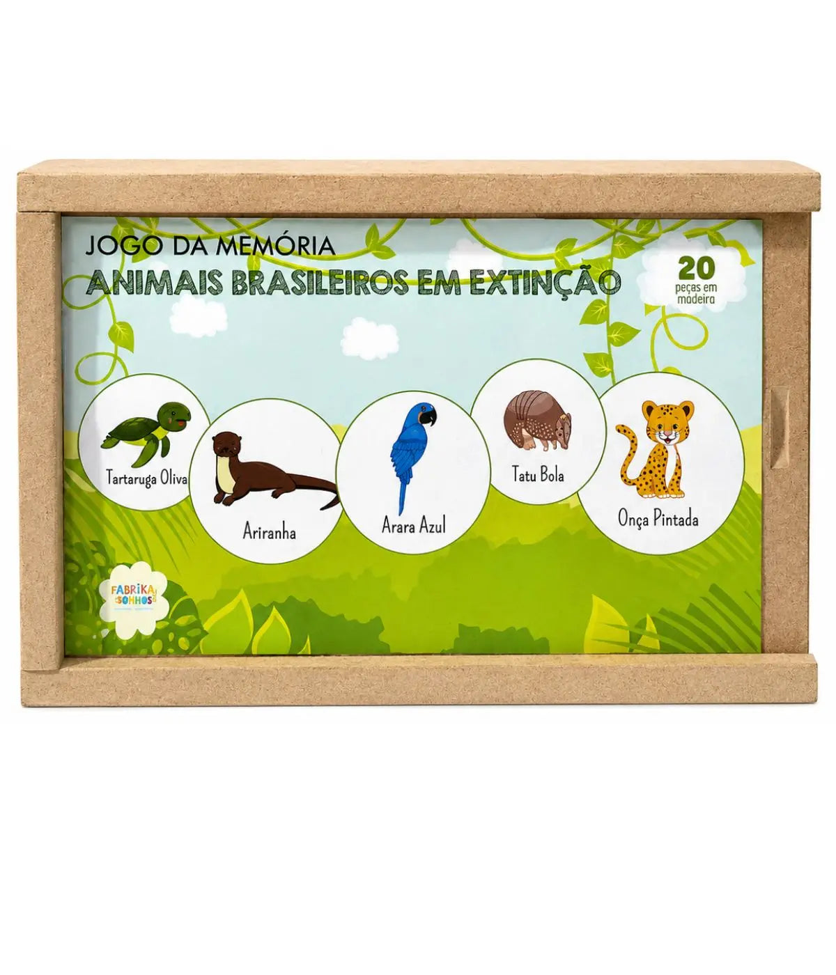 Jogo da memoria em madeira animais em extinção